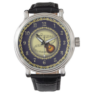 Guitar ~ Musical Rulla ~ Guld/Navy Blue ~ Armbandsur