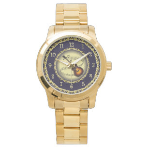 Guitar ~ Musical Rulla ~ Guld/Navy Blue ~ Watch Armbandsur