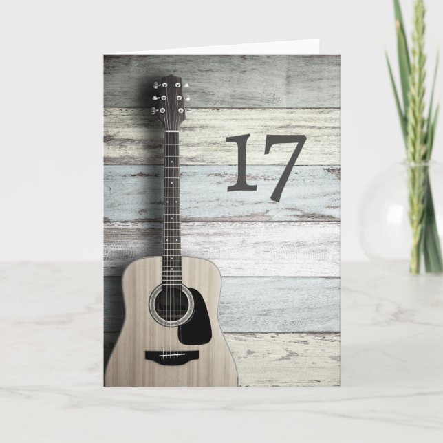 Guitar Musician Greeting Card 17:e födelsedagen i  Kort (Framsida)