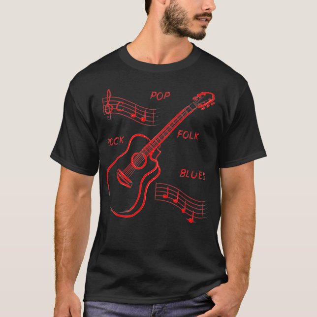 Guitar musik motif notes musician (2) t shirt (Framsida)