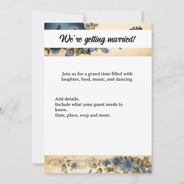 Guitar Musik noter Flowers Inbjudningar (Baksida)