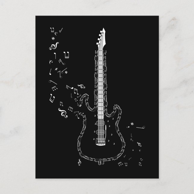 Guitar Musik noter Instrument Musician Guitarist Vykort (Framsida)