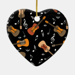 Guitar Musik noter Mönster Julgransprydnad Keramik