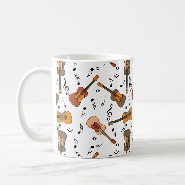 Guitar Musik noter Mönster Kaffemugg (Vänster)