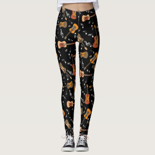 Guitar Musik noter Mönster Leggings