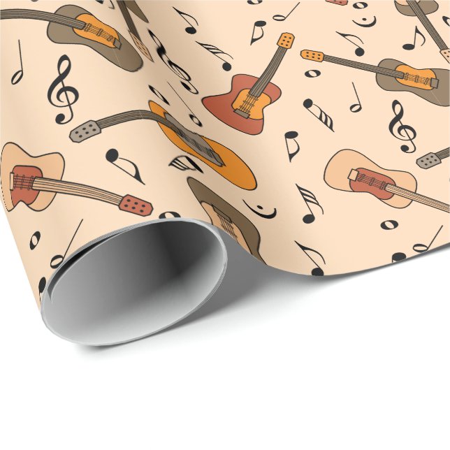 Guitar Musik noter Mönster Presentpapper (Rullad Hörn)