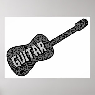 Guitar Musik noter Text Poster