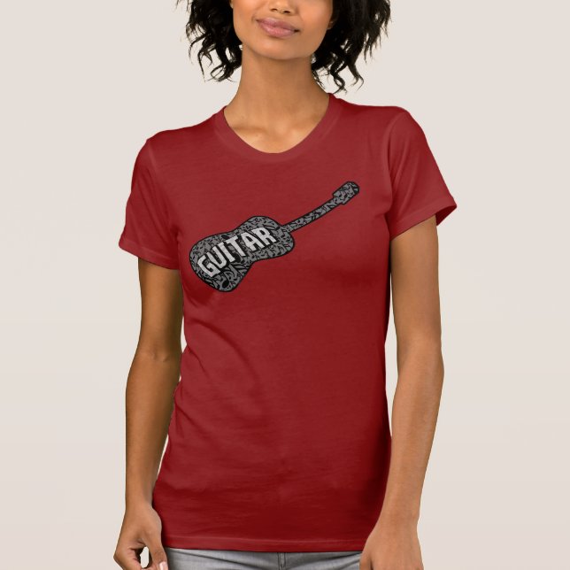 Guitar Musik noter Text T Shirt (Framsida)