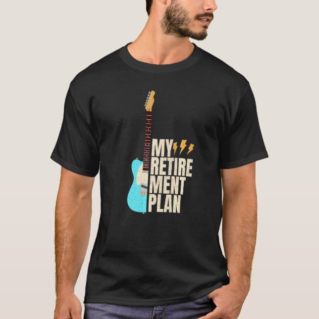 Guitar My Pension Plan Vintage Music T Shirt (Framsida)