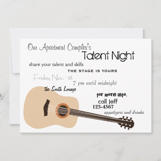 Guitar Night Inbjudningar (Framsida)