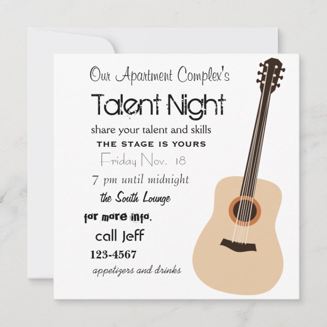 Guitar Night Inbjudningar (Framsida)
