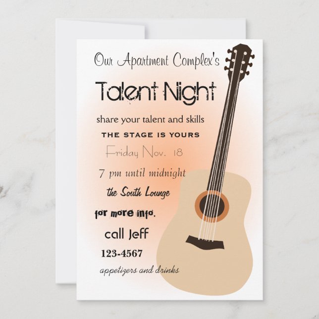 Guitar Night Inbjudningar (Framsida)
