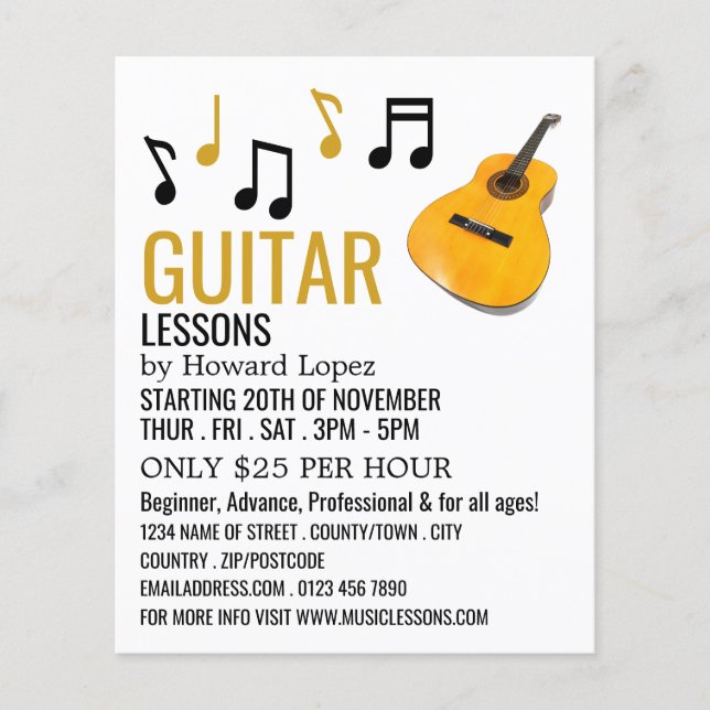 Guitar Notes, Guitar Lessons Reklamflygblad Flygblad (Framsidan)
