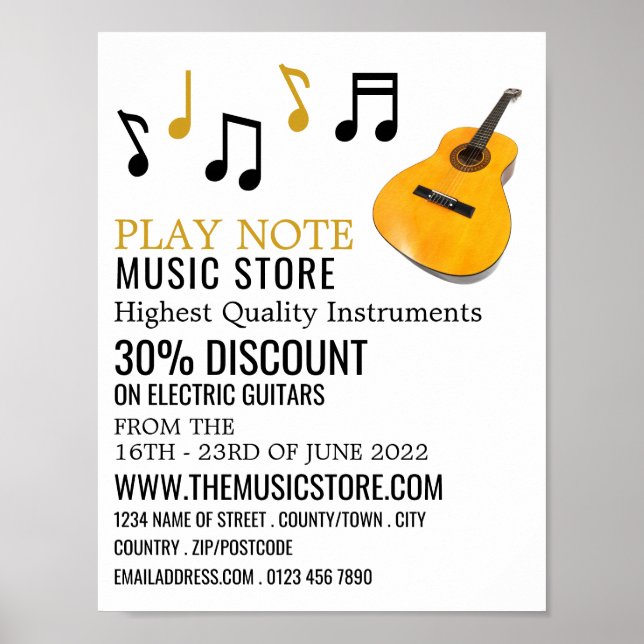 Guitar Notes, Musical Instrument Store Poster (Framsidan)