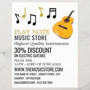 Guitar Notes, Musical Instrument Store Reklamblad