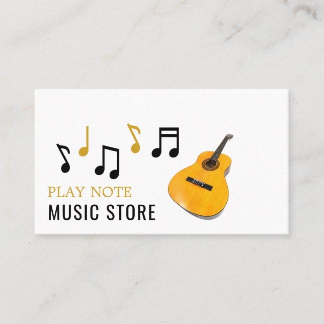 Guitar Notes, Musical Instrument Store Visitkort (Framsida)