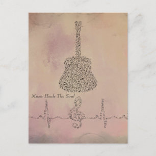 Guitar Notes with Heart BeNote Card Vykort
