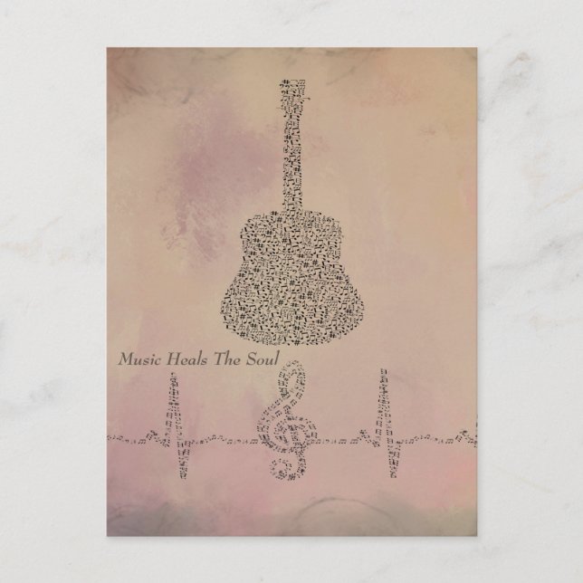 Guitar Notes with Heart BeNote Card Vykort (Framsida)