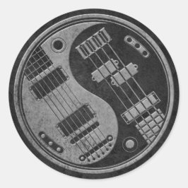 Guitar och Bass Yin Yang med Mörk Struktur Runt Klistermärke