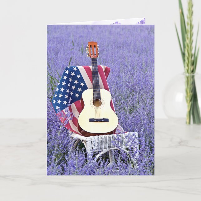 Guitar och Flagga om Vänskapen ordförande Kort (Framsida)