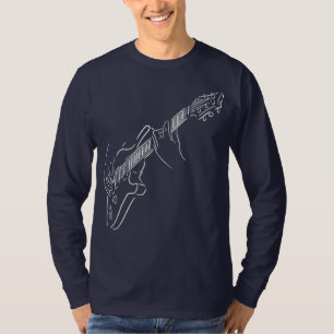 Guitar och Guitarist. Akustiskt vitt instrument. T Shirt