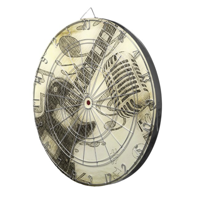 Guitar och Microphone Dart Board Darttavla (Högra Framsidan)