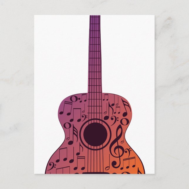Guitar och Musik noter 2 Vykort (Framsida)
