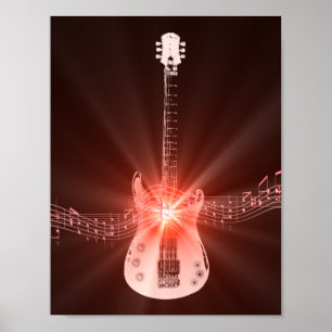 Guitar och Musik noter Bild Poster