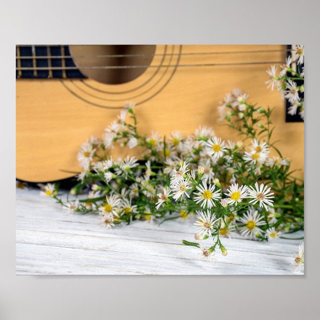 Guitar och vilda blommor poster (Framsidan)