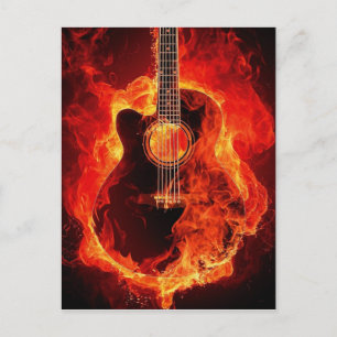 Guitar on Fire Vykort
