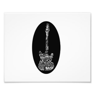 guitar ord fyller vitt på svart musikbild.png fototryck