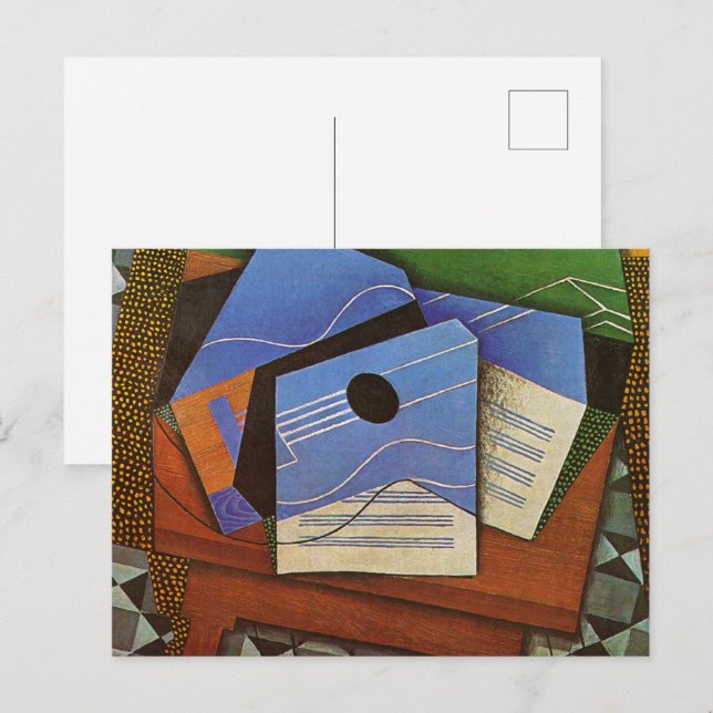 Guitar på bord av Juan Gris Vykort (Fram/baksida)