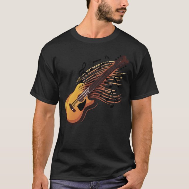 Guitar Passion - Musik noter Flow T Shirt (Framsida)