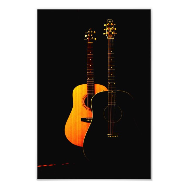 Guitar Photo 2 Acoustic Guitars Fototryck (Framsidan)