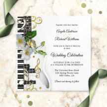 Guitar Piano Music Themed Wedding bjudande
