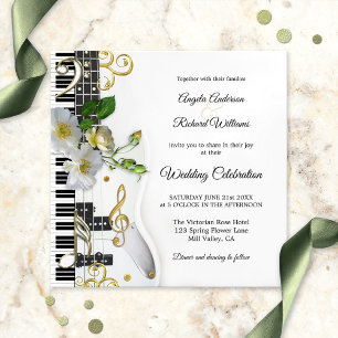 Guitar Piano Music Themed Wedding bjudande Inbjudningar