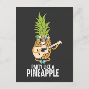 Guitar Pineapple Aloha Hawaii Helgdag Fruit Vykort