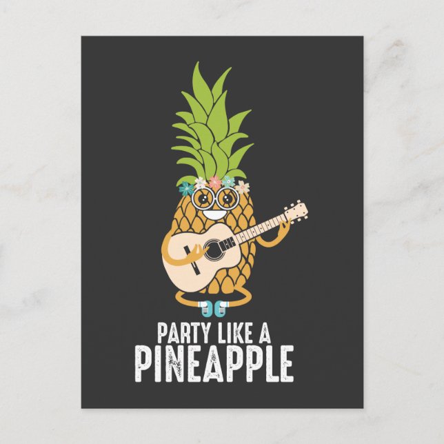 Guitar Pineapple Aloha Hawaii Helgdag Fruit Vykort (Framsida)