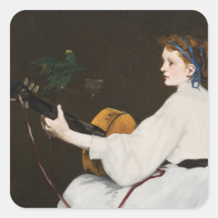 Guitar Player av Édouard Manet Fyrkantigt Klistermärke