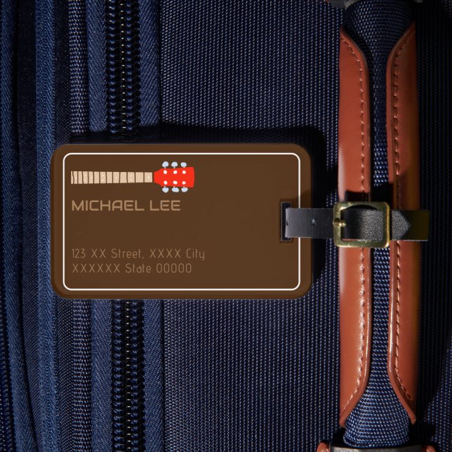 Guitar Player eller Music Store Namn Brown Bagagebricka (Framsida Insitu 4)