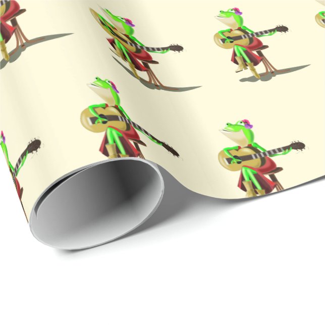 Guitar Player Frog Wrapping Papper Presentpapper (Rullad Hörn)