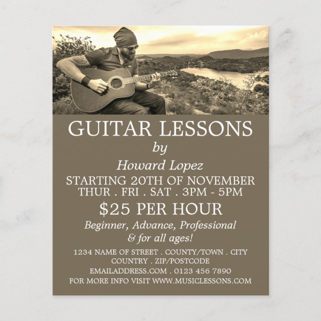Guitar Player, Guitar Lessons Advertising Flyer (Framsidan)