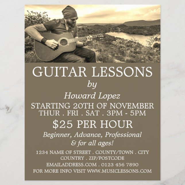 Guitar Player, Guitar Lessons Advertising Flyer (Framsidan)