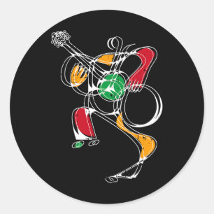 Guitar Player Line Art Black History Month Färg Runt Klistermärke