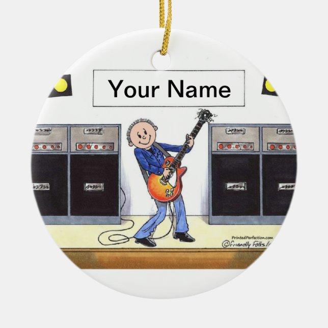 Guitar Player - Male Julgransprydnad Keramik (Framsidan)