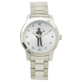 Guitar Player med svarta romerska siffror Armbandsur