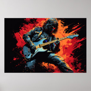 Guitar Player Music Painting Abstrakt Art Decor Poster