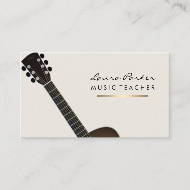 Guitar Player Musician Music Teacher Guld Visitkort (Framsida)