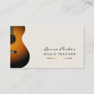 Guitar Player Musician Music Teacher Guld Visitkort