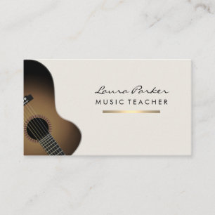 Guitar Player Musician Music Teacher Guld Visitkort